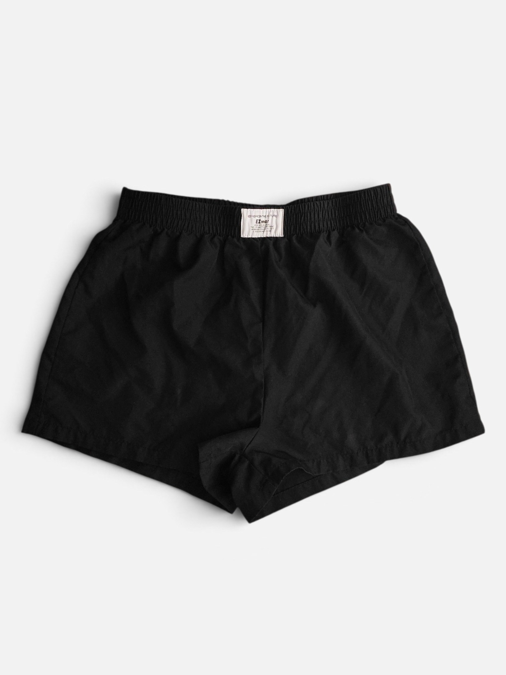 High-Rise Boxer Shorts Solid Black Woven Lounge Track Size L SHEIN